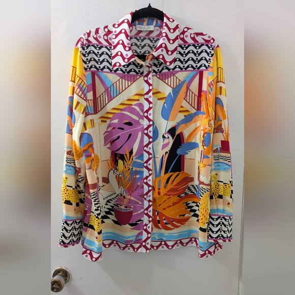 Rachel Zoe Tops - Rachel Zoe Multicolor Geometric Button-Up Shirt